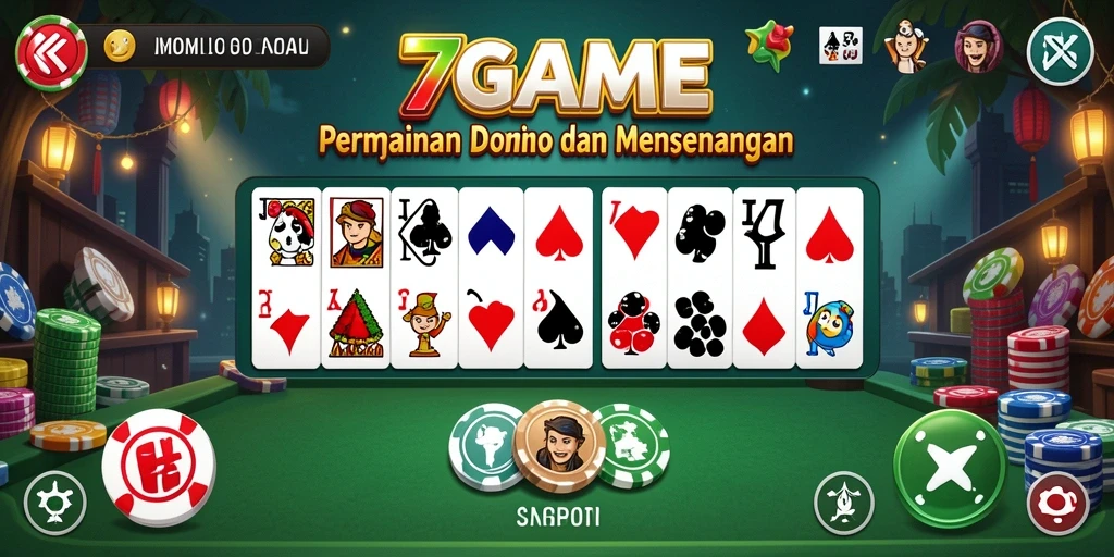 Tampilan gameplay Domino yang seru dan menghibur di 7GAME.