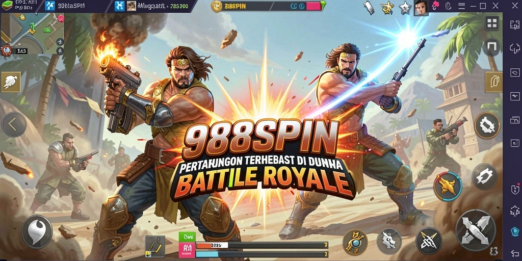 Screenshot gameplay pertarungan intens di 988SPIN Battle Royale.