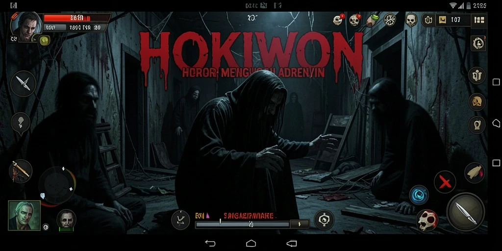 Tampilan gameplay HOKIWON yang menggugah adrenalin dalam suasana horor.