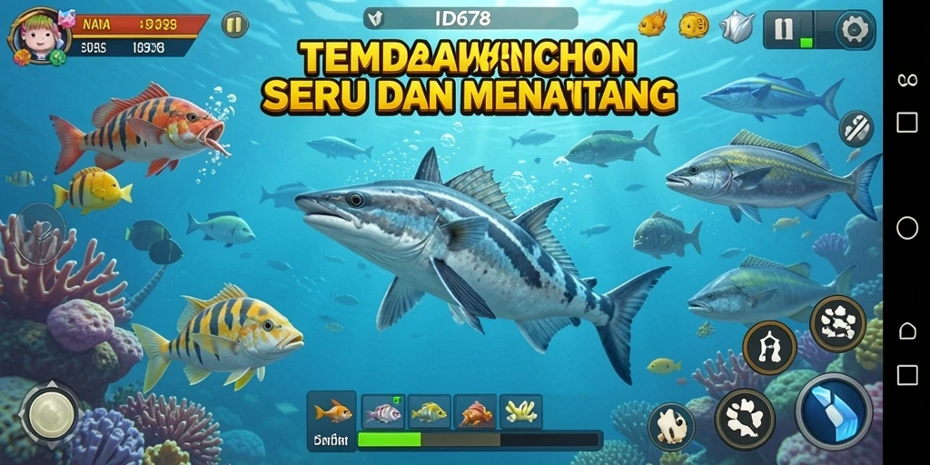 Tangkapan layar gameplay ID678 menunjukkan aksi menembak ikan yang seru.