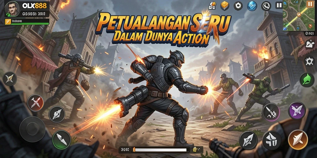 Screenshot utama menunjukkan aksi seru gameplay OLX888.