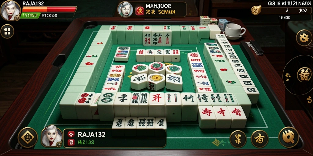 Tangkapan layar RAJA132 menampilkan aksi seru permainan Mahjong.