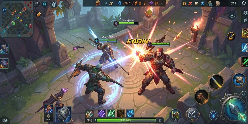 Gameplay menyenangkan dalam SD107 dengan aksi MOBA yang intens.