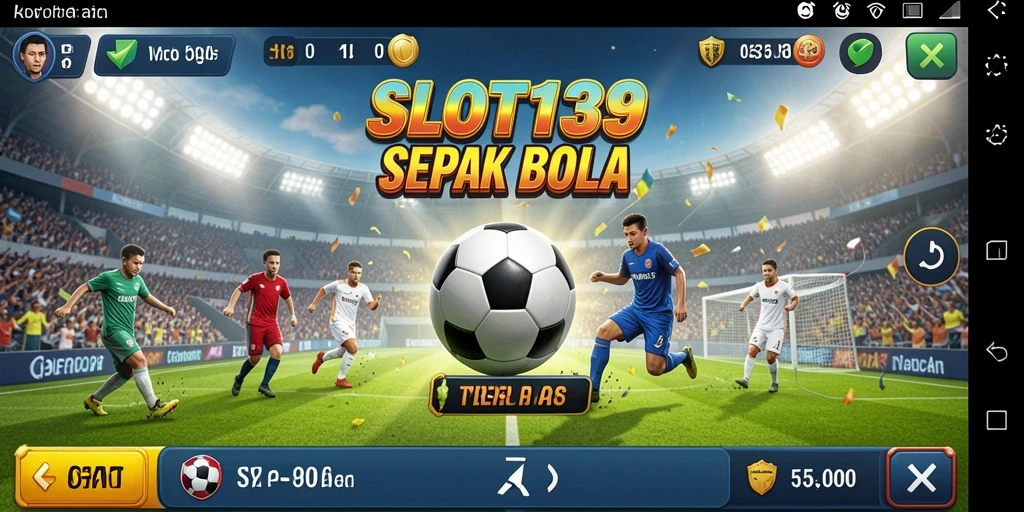 SLOT138 - Tangkapan layar menampilkan gameplay seru dengan tema sepak bola.