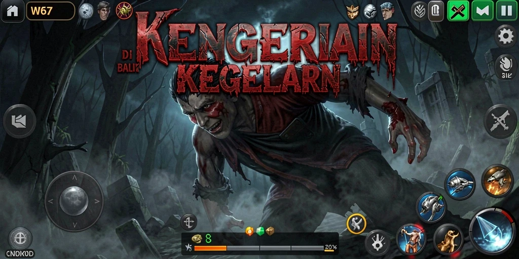 Screenshot menampilkan gameplay mendebarkan dengan suasana horror.